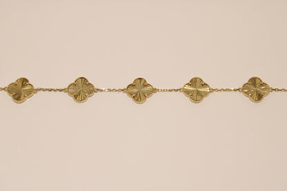 10K Italian Gold Bracelet with Clovers – Elegance and Luck in Every Detail