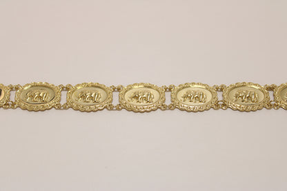 14K Gold Elephant Plate Bracelet – Elegance with Meaning