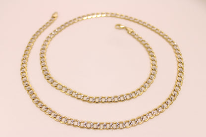 24" - 14K Two-Tone Cuban Link Chain – Bold Style, Luxury, and Striking Contrast