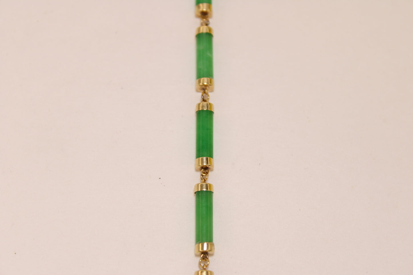 14K Premium Jade Bracelet with Cylindrical-Cut Stones