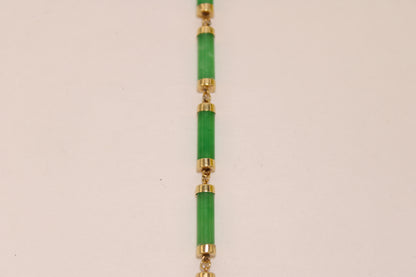 14K Premium Jade Bracelet with Cylindrical-Cut Stones