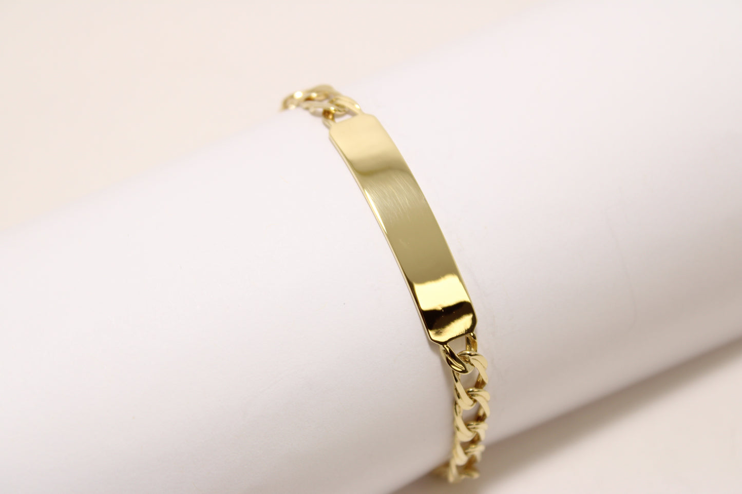 8.5" 18K Gold Cuban Link ID Bracelet