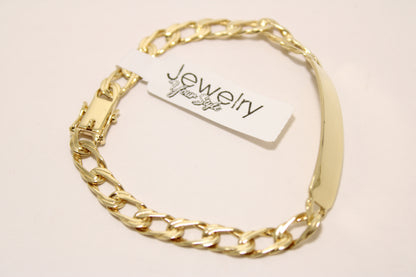 8.5" 18K Gold Cuban Link ID Bracelet