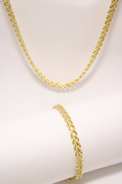 14K Gold Double Rope Chain and Bracelet Set