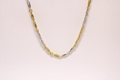 19” - 18K Two-Tone Gold Paperclip Link Chain with Round Connectors