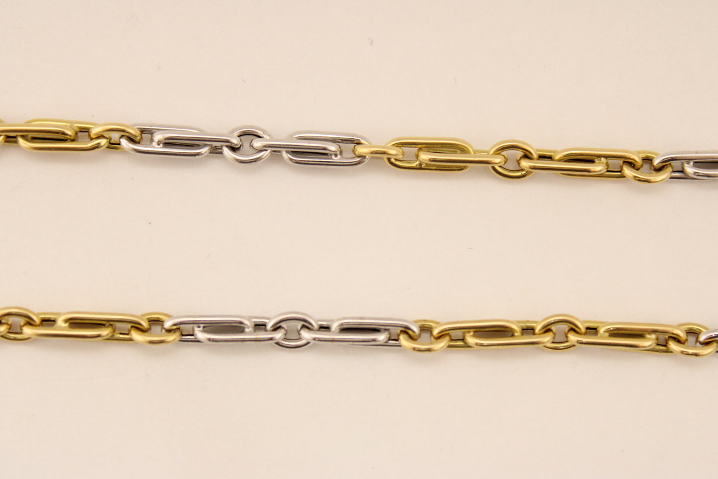 19” - 18K Two-Tone Gold Paperclip Link Chain with Round Connectors