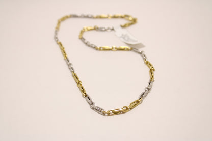 19” - 18K Two-Tone Gold Paperclip Link Chain with Round Connectors