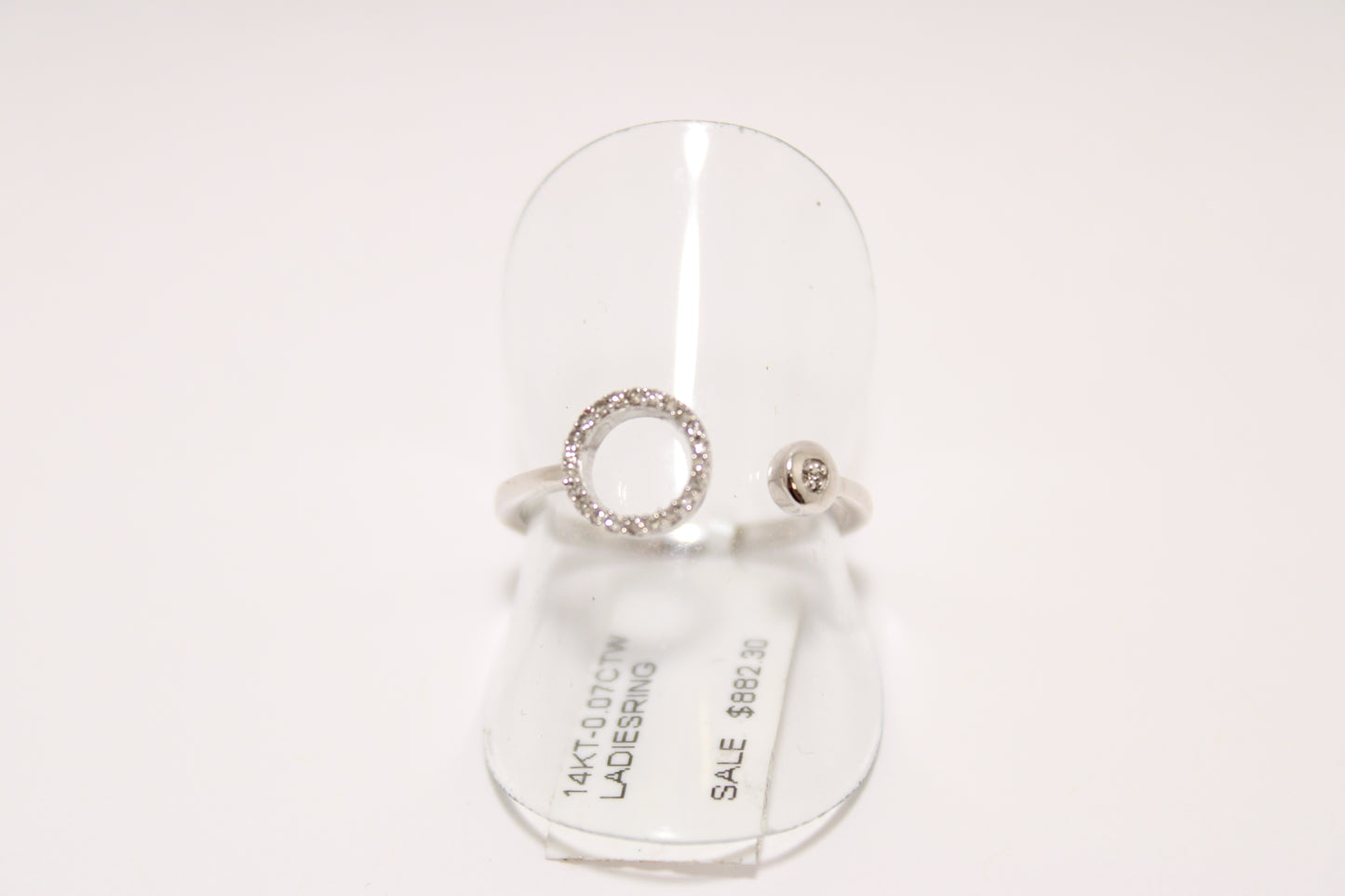 14K White Gold Open Circle Pavé Ring