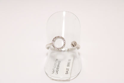 14K White Gold Open Circle Pavé Ring