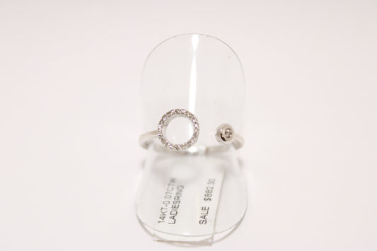 14K White Gold Open Circle Pavé Ring