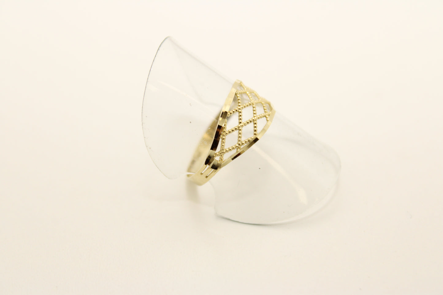 Geometric Elegance: 10k Gold Lattice Openwork Ring
