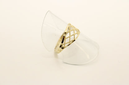 Geometric Elegance: 10k Gold Lattice Openwork Ring