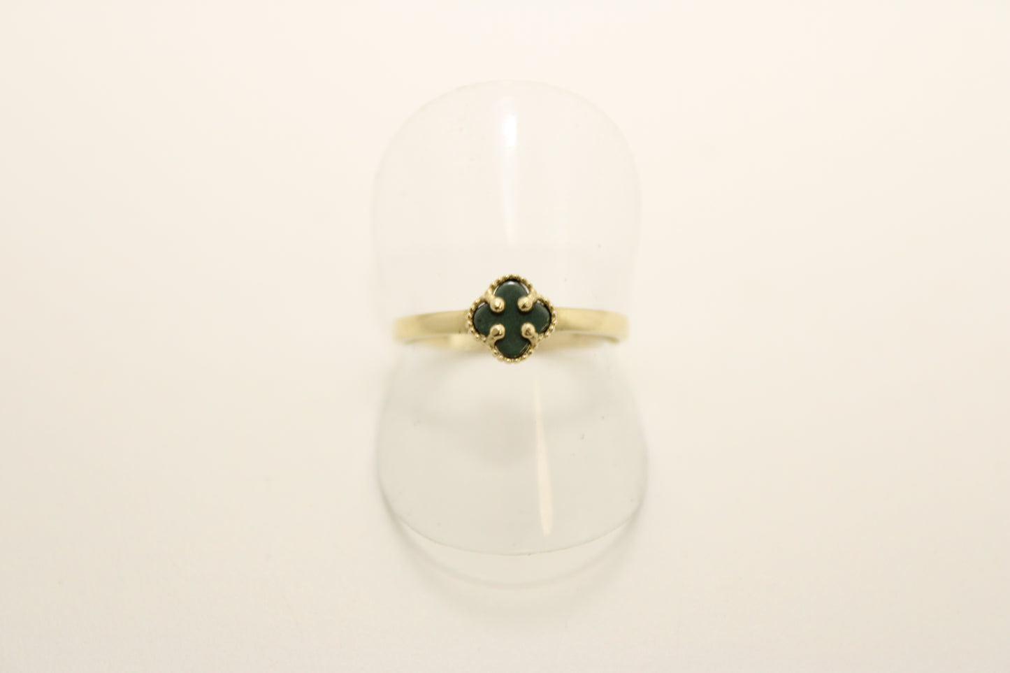 10K Gold Clover Ring with Green Stone