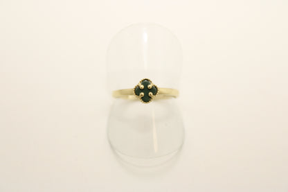 10K Gold Clover Ring with Green Stone