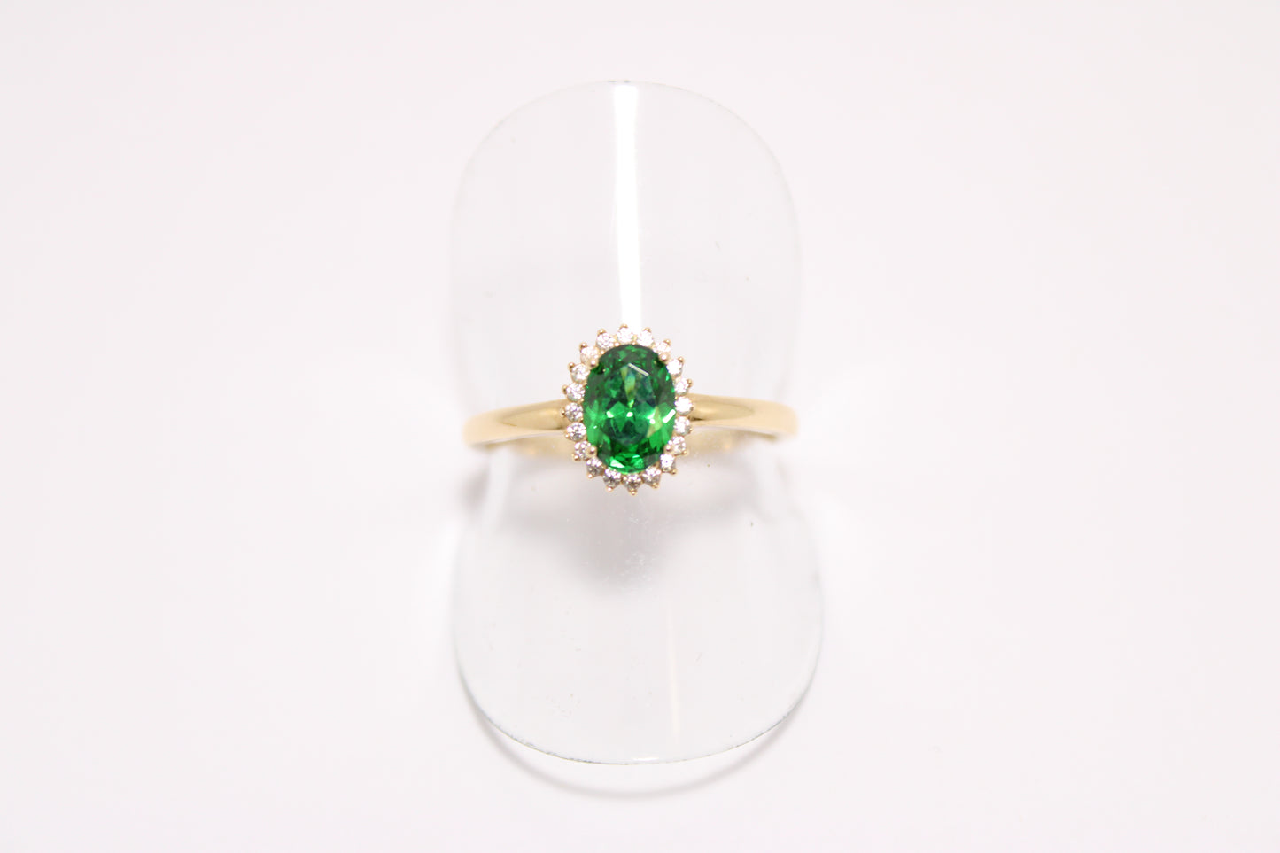 Zircon Ring with Green Zircon Center