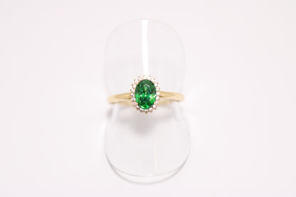 Zircon Ring with Green Zircon Center