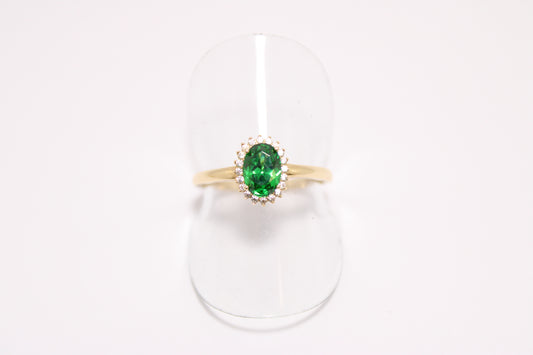 Zircon Ring with Green Zircon Center