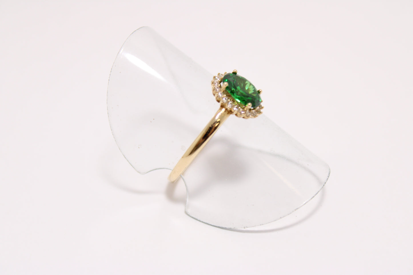 Zircon Ring with Green Zircon Center