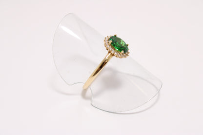 Zircon Ring with Green Zircon Center