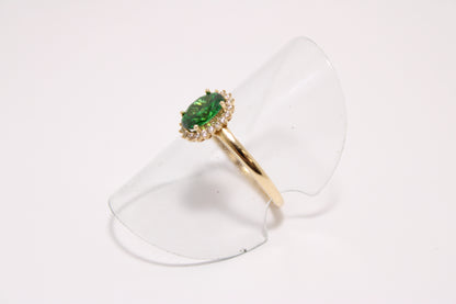 Zircon Ring with Green Zircon Center