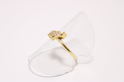 18K Gold Elephant Ring with Zircon Stones