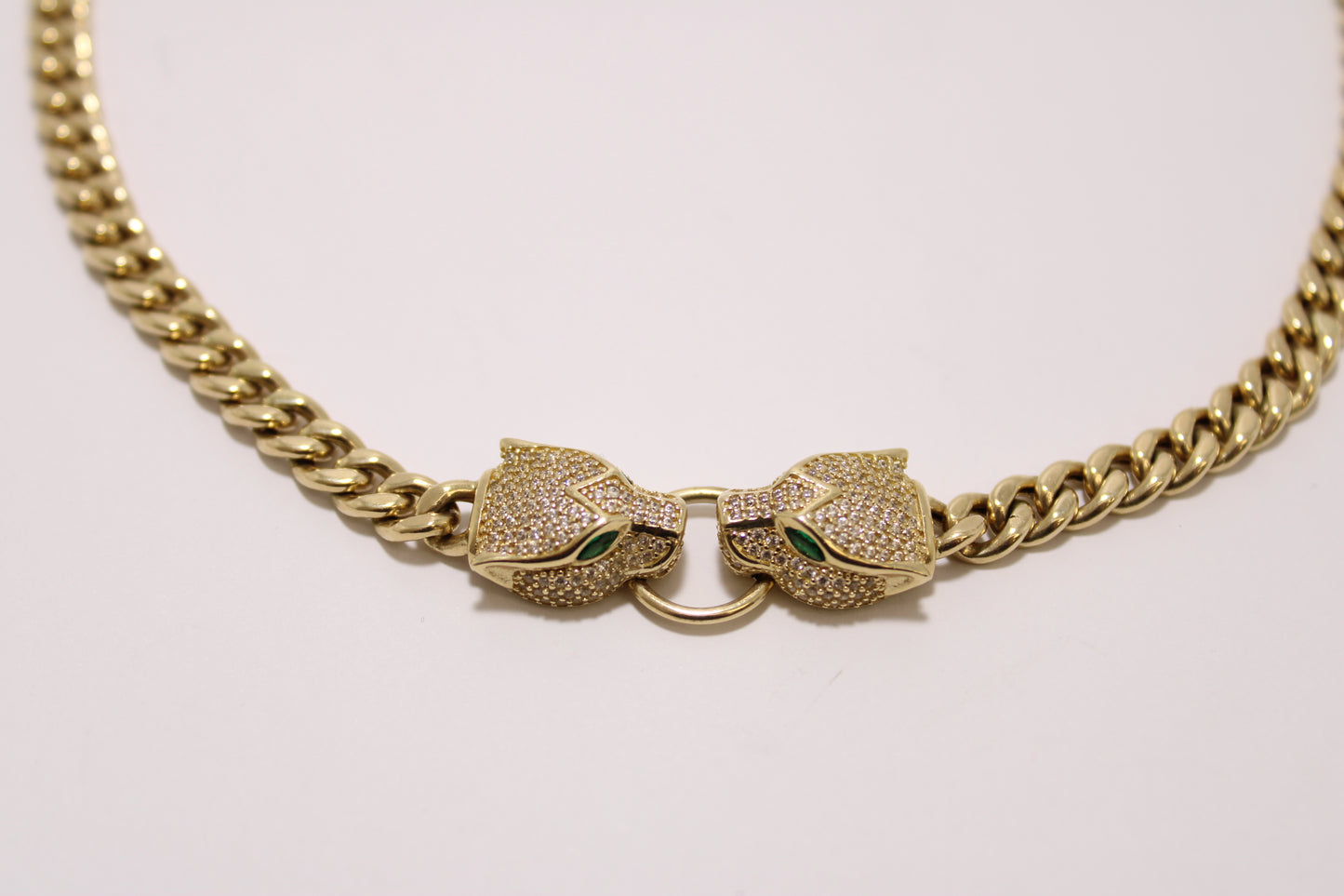 14K Panther Cuban Link Chain & Bracelet Set