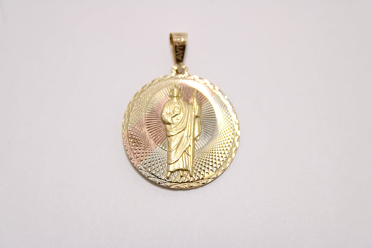 14K Gold Virgin of Guadalupe & Saint Jude Double-Sided Pendant