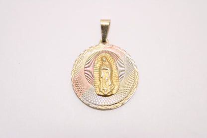 14K Gold Virgin of Guadalupe & Saint Jude Double-Sided Pendant