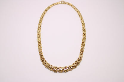 18K Gold Byzantine Link Necklace – 18” Timeless Luxury