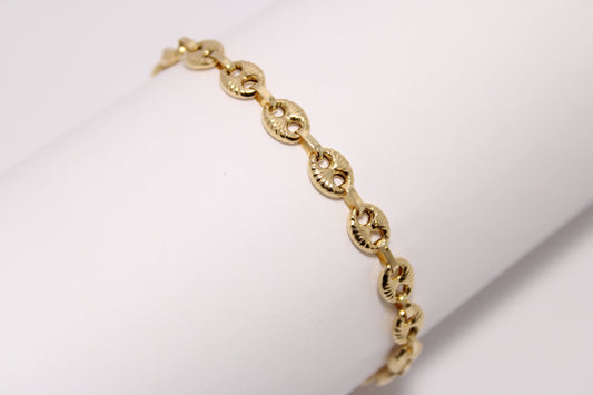 18K Gold Mariner Link Bracelet – 8.5” Classic Elegance