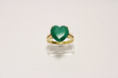 925 Sterling Silver Heart-Shaped Chrome Diopside & Ruby Ring