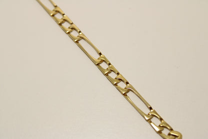 14K Yellow Gold Long-Link Figaro Bracelet 7inch 6.5mm