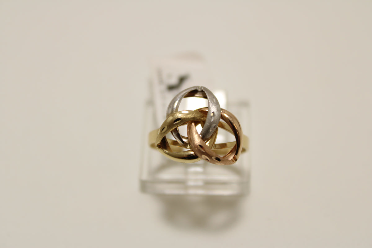 14K Tri-Color Gold Interlocking Ring