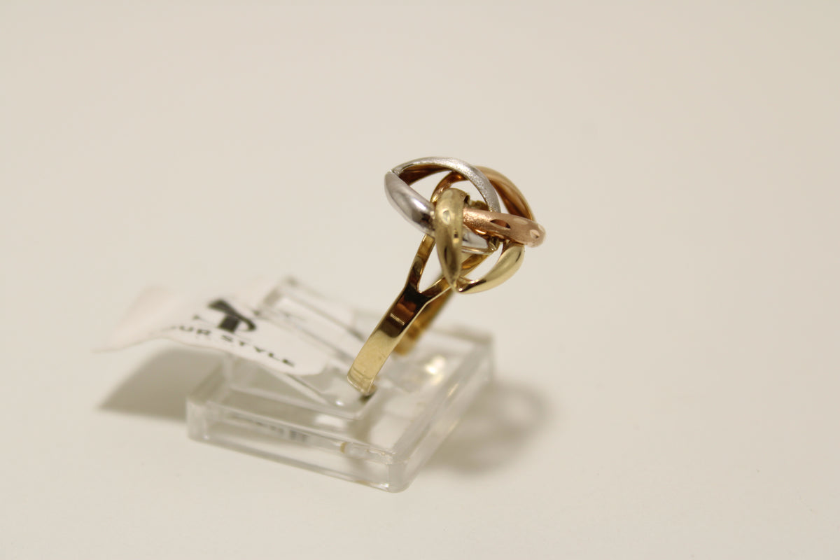 14K Tri-Color Gold Interlocking Ring