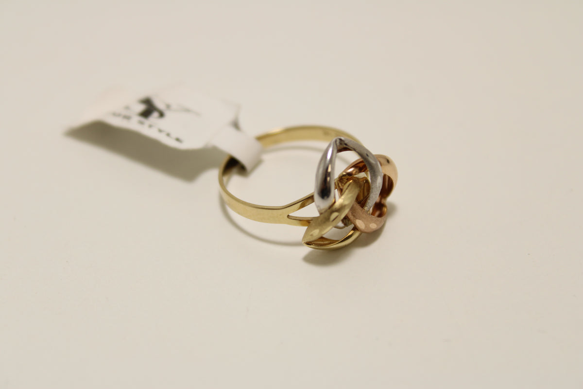 14K Tri-Color Gold Interlocking Ring