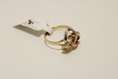 14K Tri-Color Gold Interlocking Ring