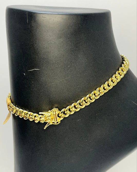 Miami Cuban Tobillera Oro 14K