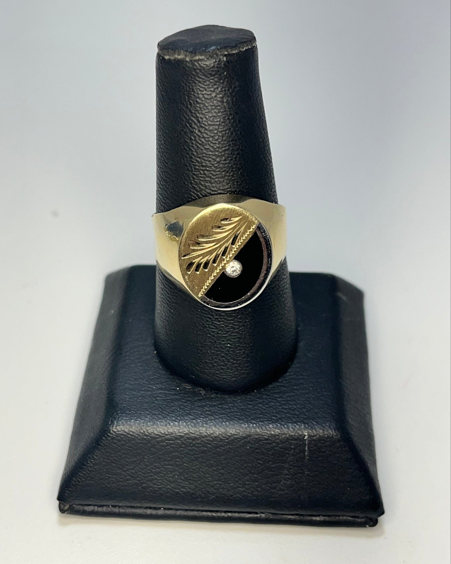 Sello Hoja Dos Tonos Anillo Oro 14K