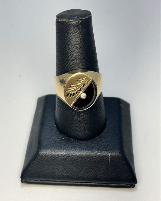 Sello Hoja Dos Tonos Anillo Oro 14K