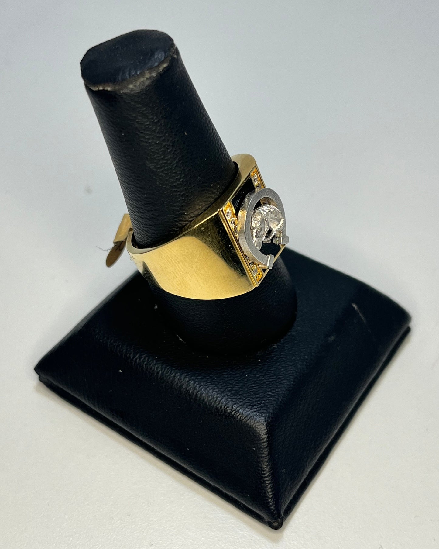 Caballo y Herradura Dos Tonos Anillo Oro 18K