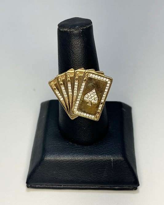 Cartas Poker Anillo Oro 10K