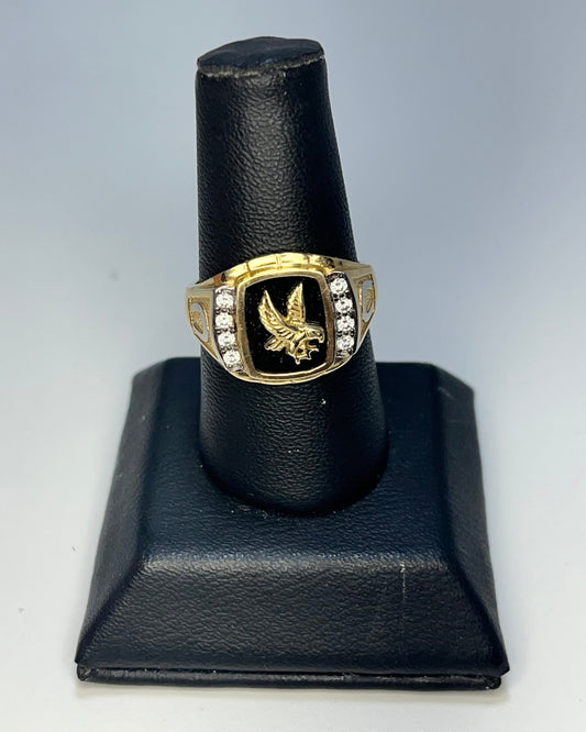 Águila Negra Anillo de Hombre Oro 14K