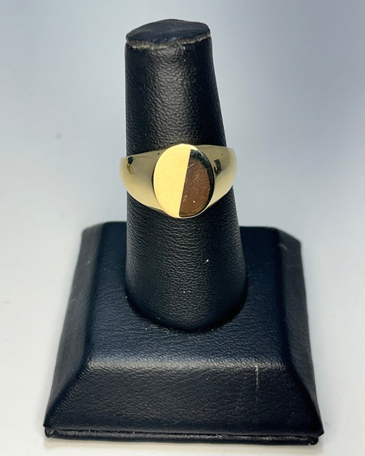 Half Matte Signet Men's Ring 14K Gold