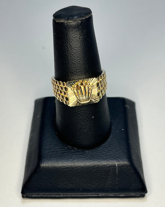 Crown Pattern Watch Men's Ring 14K Gold