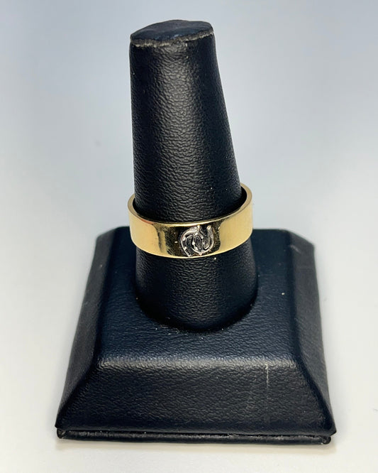 Two-Tone Horseshoe Band Men's Ring 18K Gold