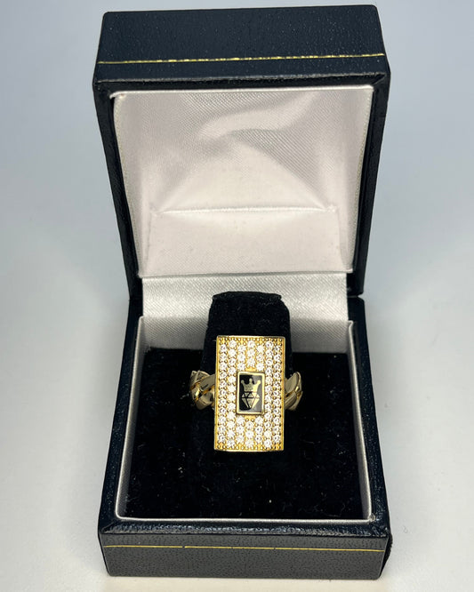 Diamond-Cut Square Cuban Link Ring 14K Gold