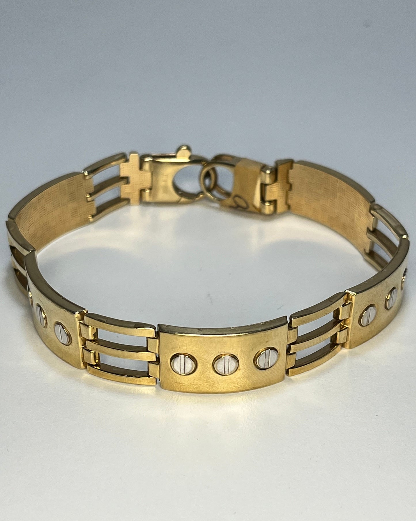 Two-Tone Square Studs Bracelet 10K Gold