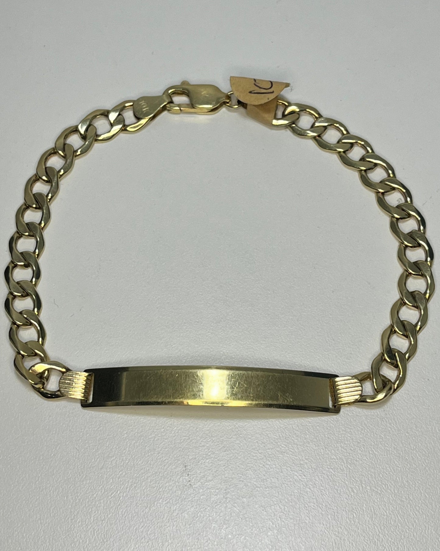 Cuban Link Plate Bracelet 10K Gold