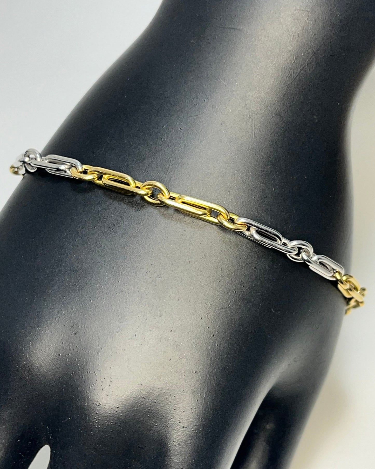 Two-Tone Interlocked Figaro Link Bracelet 18K Gold