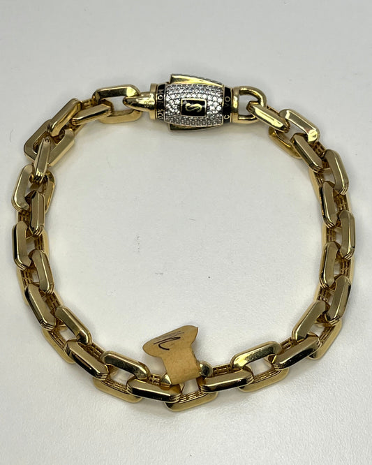 Paperclip Barrel Clasp Bracelet 14K Gold